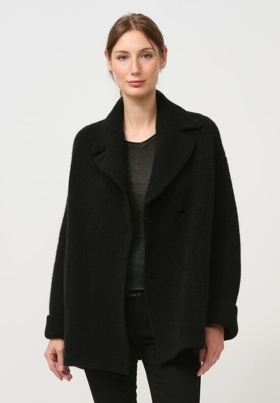 Boboutic Wool & Yak Knit Wool Short Coat in Black	