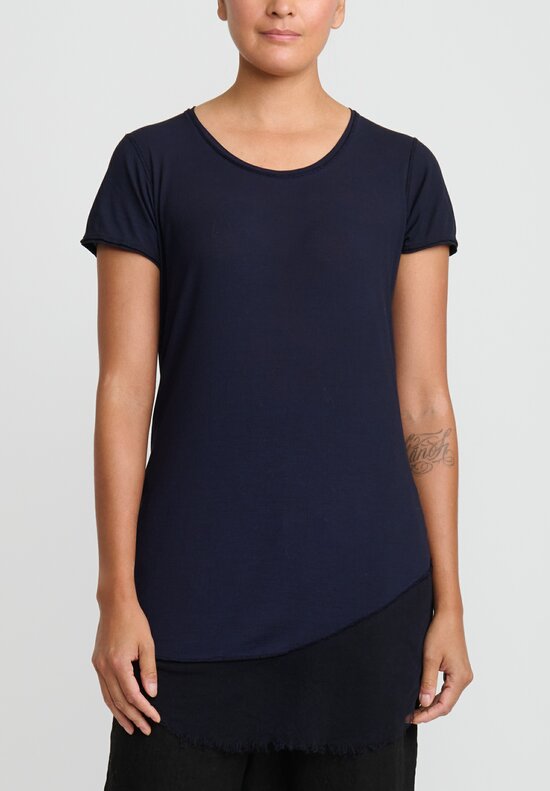 Rundholz Dip Cotton & Mesh Short Sleeve T-Shirt in Grape Cloud Blue