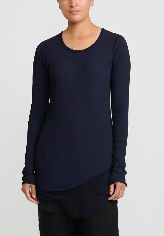 Rundholz Dip Cotton & Mesh Long Sleeve T-Shirt in Grape Cloud Blue