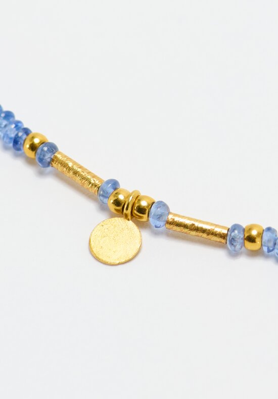 Greig Porter 18K Gold Disk & Blue Sapphire Necklace