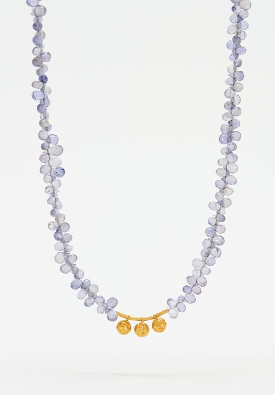 Greig Porter 18K Hammered Gold Bead & Iolite Necklace