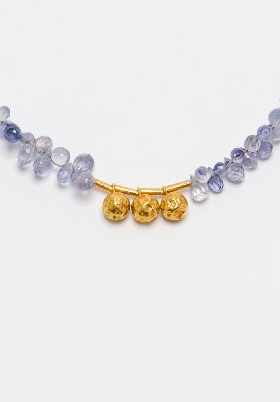 Greig Porter 18K Hammered Gold Bead & Iolite Necklace