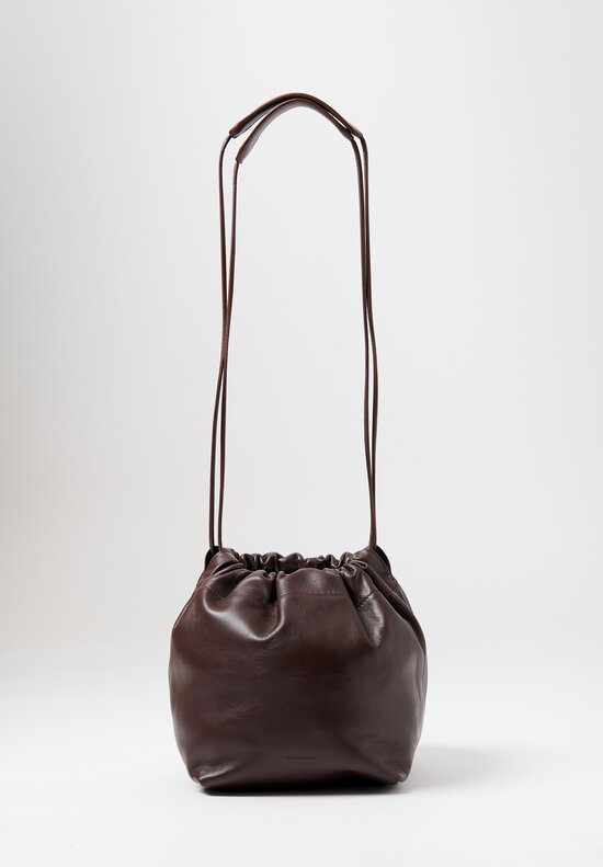 Jil Sander Nappa Leather Dumpling Shoulder Bag in Dark Earth Brown	