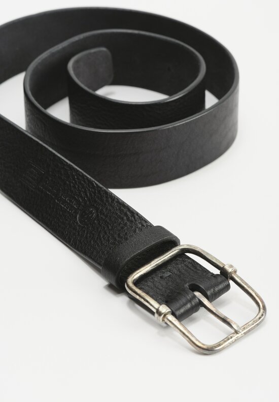 Massimo Palomba Silver Buckle Wide Leather Selleria Belt in Black	