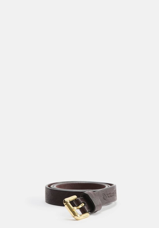Massimo Palomba Brass Buckle Small Leather Selleria Belt in Ebano Dark Brown	