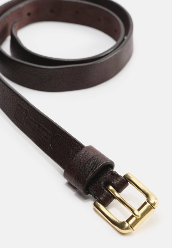 Massimo Palomba Brass Buckle Small Leather Selleria Belt in Ebano Dark Brown	