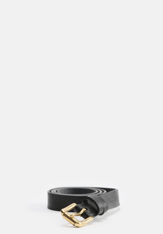 Massimo Palomba Brass Buckle Small Leather Selleria Belt in Black	