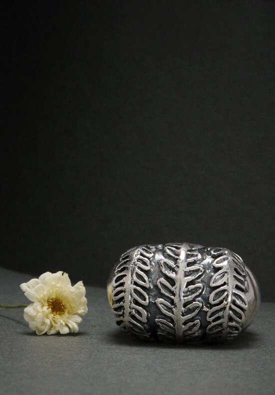 Dian Malouf Sterling Silver Large Domed Fern Ring	