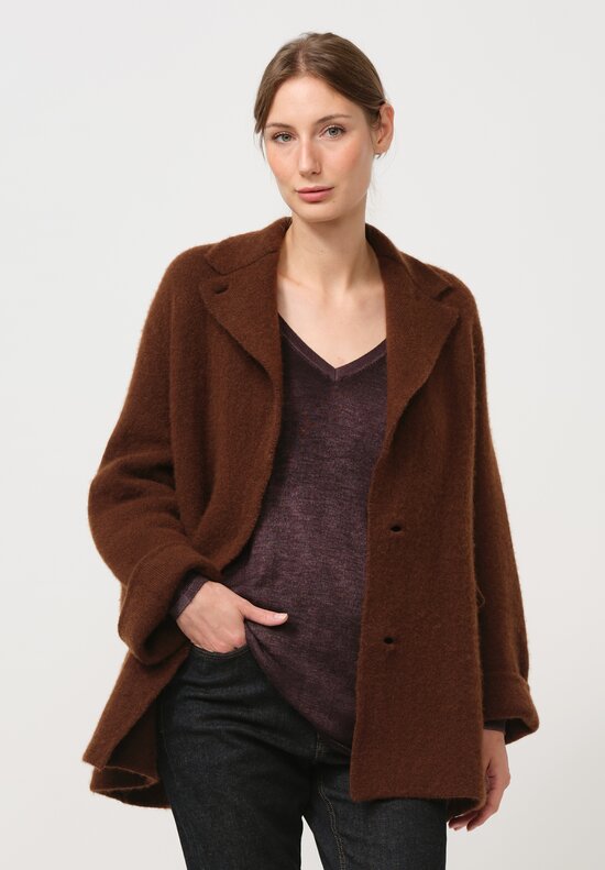 Boboutic Cashmere & Silk Knit Jacket in Tobacco Brown	