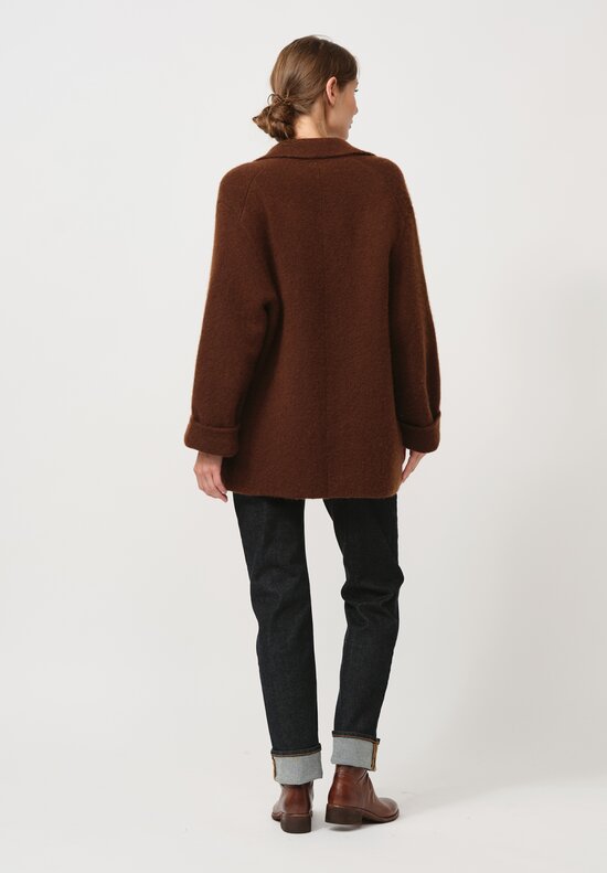 Boboutic Cashmere & Silk Knit Jacket in Tobacco Brown	