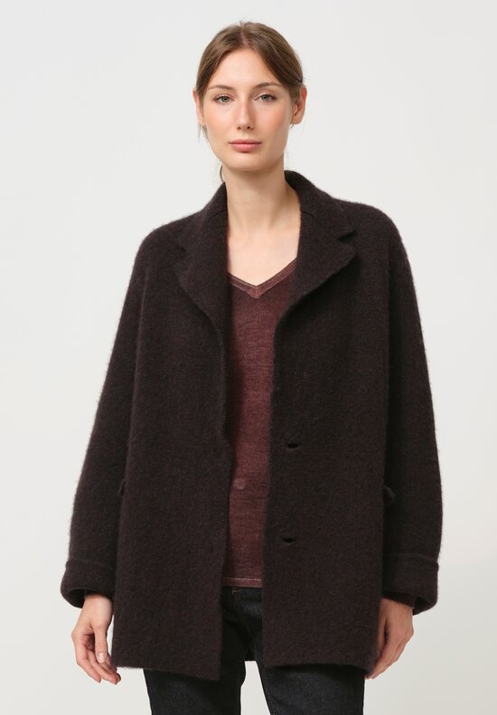 Boboutic Cashmere & Silk Knit Jacket in Ebano Brown	