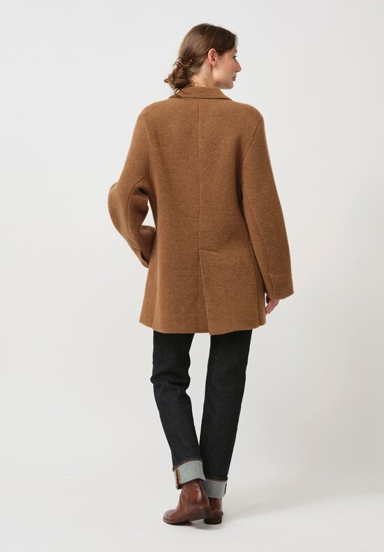 Boboutic Wool & Yak Double Breasted Jacket in Light Tobacco Brown	