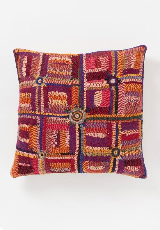 Antique and Vintage Banjara Textile Pillow in Pink & Blue Multi	