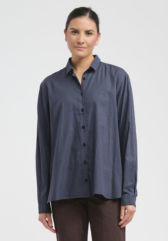 Bergfabel Cotton Loose Tyrol Shirt in Blue Check	