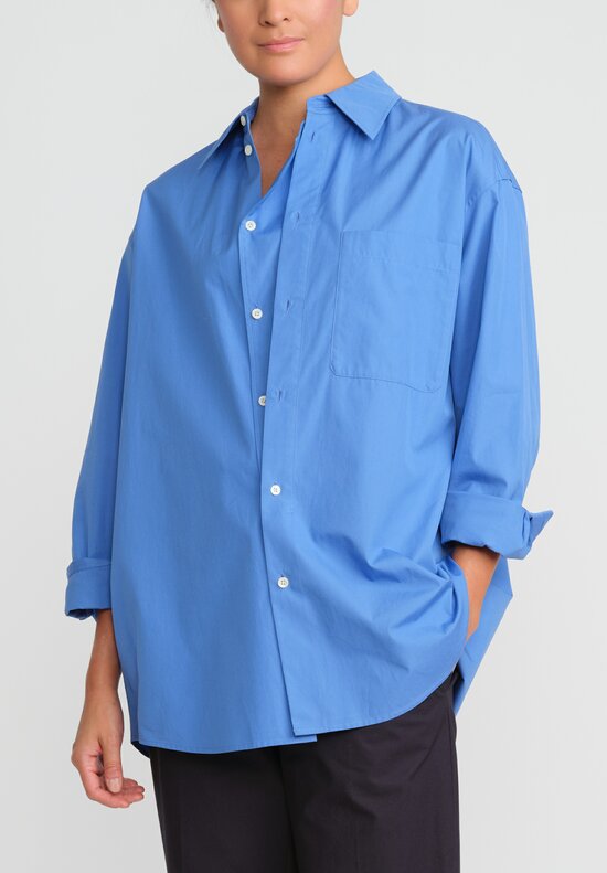 Lemaire Cotton Long Shirt in Cerulean Blue