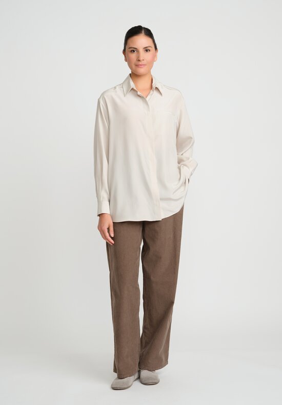 The Row Silk Eleni Shirt in Light Clay