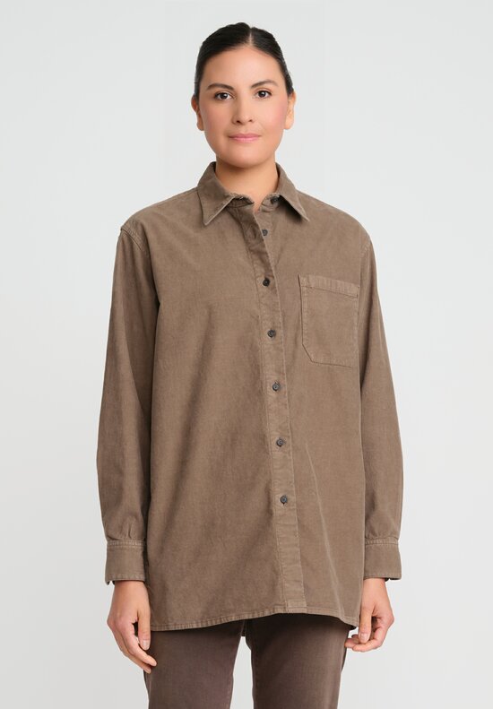 The Row Cotton Corduroy Idro Shirt in Camel Brown