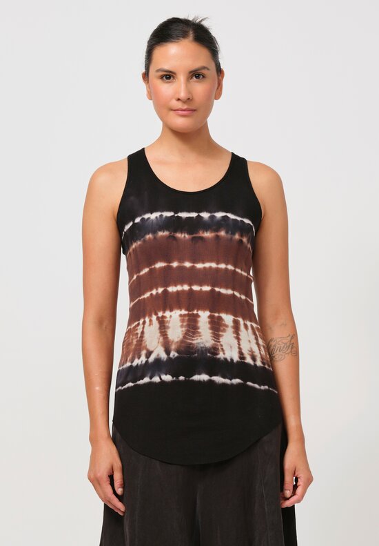 Gilda Midani Cotton Pattern Dyed Tank Top in Chocolate Brown Row	