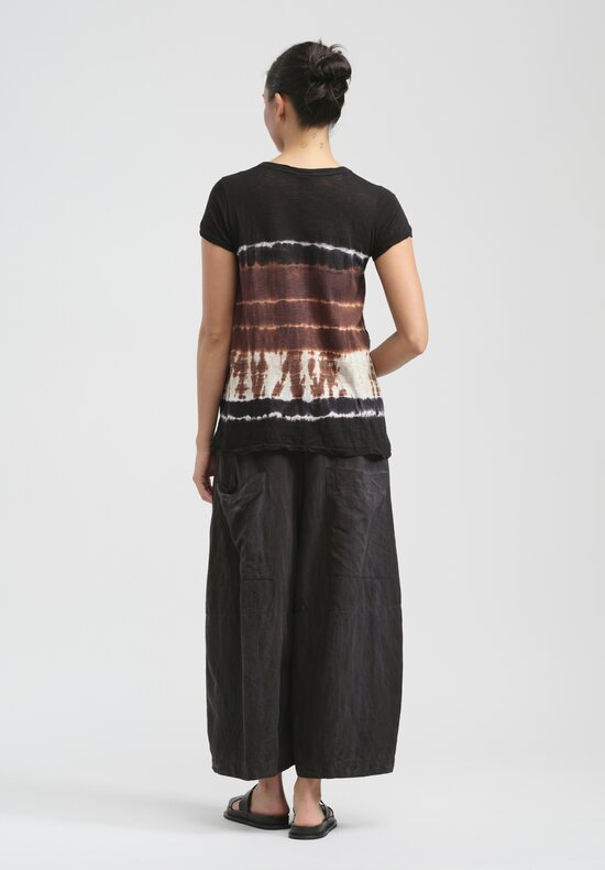 Gilda Midani Pattern Dyed Short Sleeve Monoprix Tee in Chocolate Brown Row