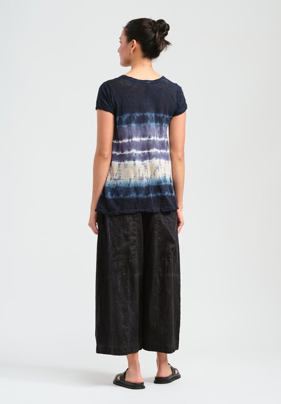 Gilda Midani Pattern Dyed Short Sleeve Monoprix Tee in Blue Indigo Row