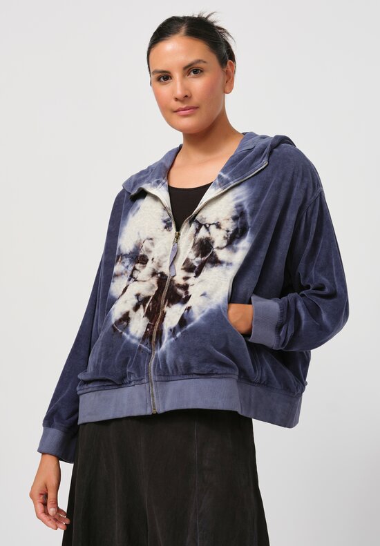 Gilda Midani Pattern Dyed Mini Midani Hoodie in Indigo Blue Moon	