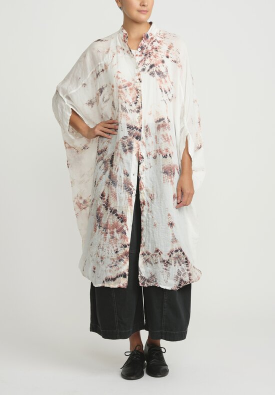 Gilda Midani Pattern Dyed Linen Square Dress in Tyed Pewte