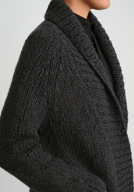 Wommelsdorff Hand Knit Cashmere & Silk Ava Cardigan in Moor Dark Taupe	