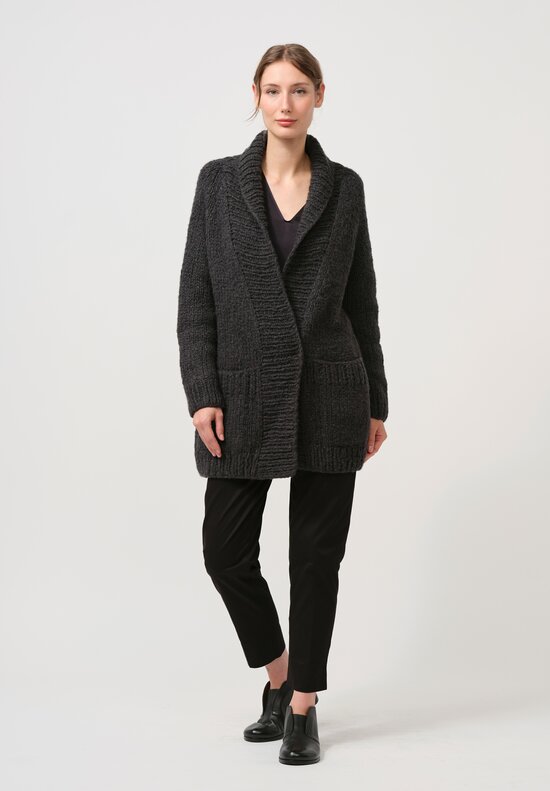 Wommelsdorff Hand Knit Cashmere & Silk Ava Cardigan in Moor Dark Taupe	