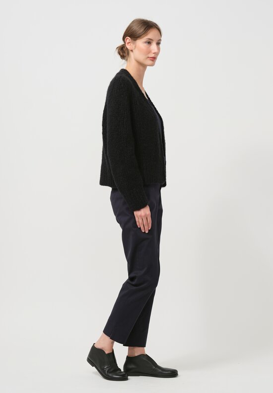 Wommelsdorff Hand Knit Cashmere & Silk Joy Cardigan in Space Black	