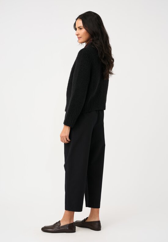 Wommelsdorff Hand-Knit Cashmere & Silk Joy Cardigan in Space Black