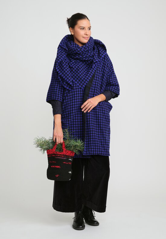 Daniela Gregis Cashmere Cappotto Doremi Lavato Coat in Blue & Black Check