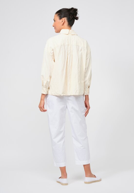 Daniela Gregis Washed Cotton Camicia Uomo Larga Cortissima Lavata Shirt in Panna Cream	