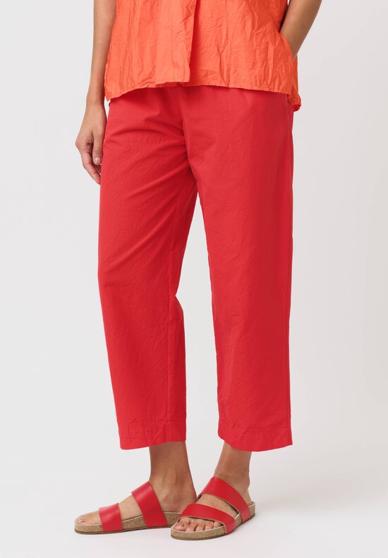 Daniela Gregis Washed Cotton Sigaretta Elastico Pants in Rosso Red