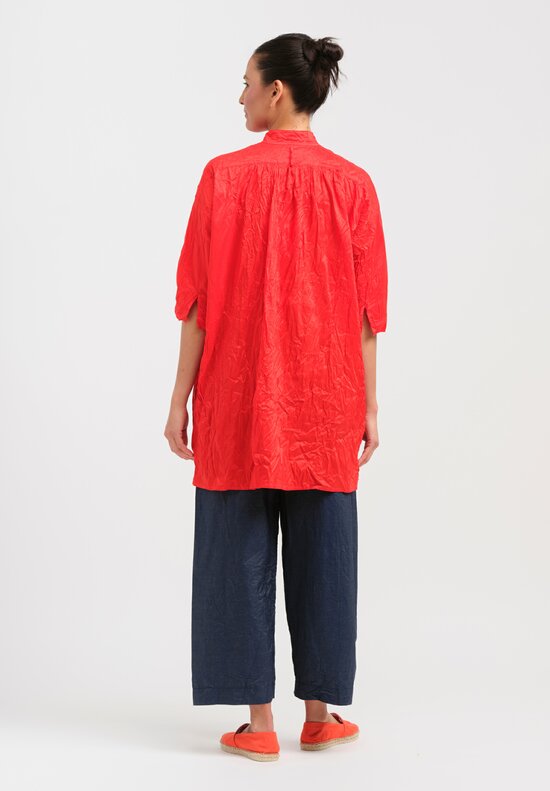 Daniela Gregis Washed Silk Kora Shirt in Rosso Fuoco Red	