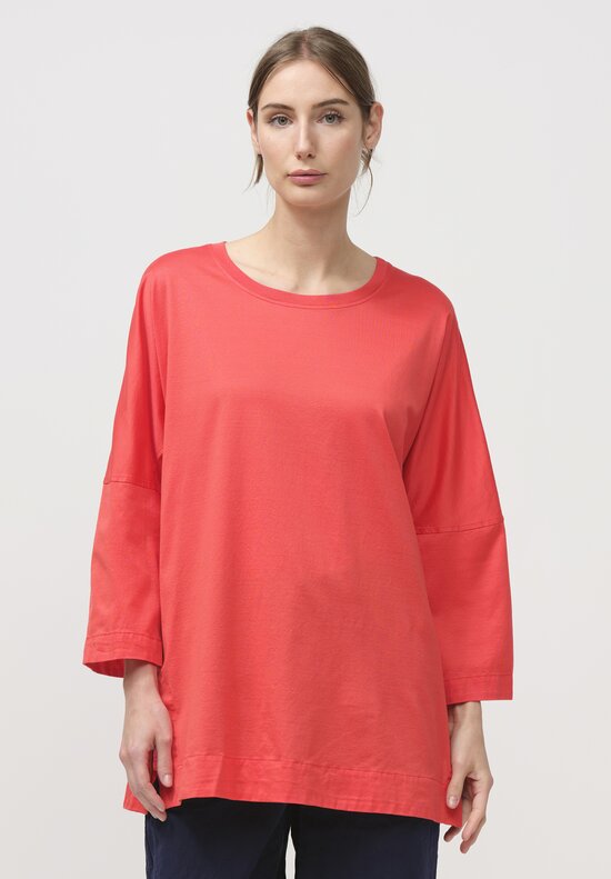 Casey Casey Cotton Jersey Top in Coral Red	