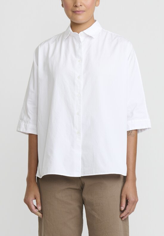 Casey Casey Cotton Waga Short Sleeve Shirt in White	
