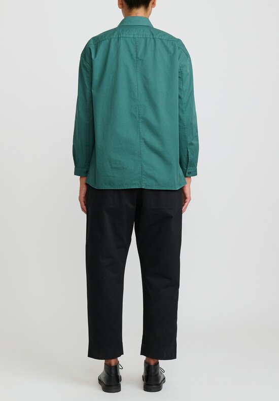 Toogood Cotton Twill Draughtsman Shirt in Viridian Green	