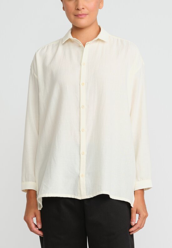 Toogood The Draughtsman Cotton Herringbone Shirt in Raw White	