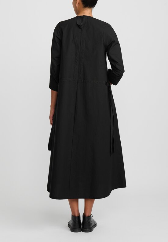 Toogood The Cutter Papery Cotton Dress in Flint Black	