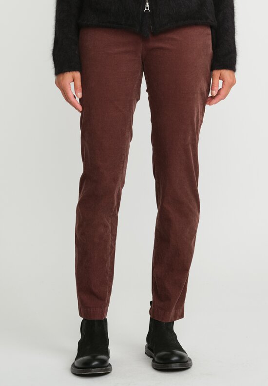 Rundholz Black Label Cotton Corduroy Skinny Stretch Pants in Red Wood	