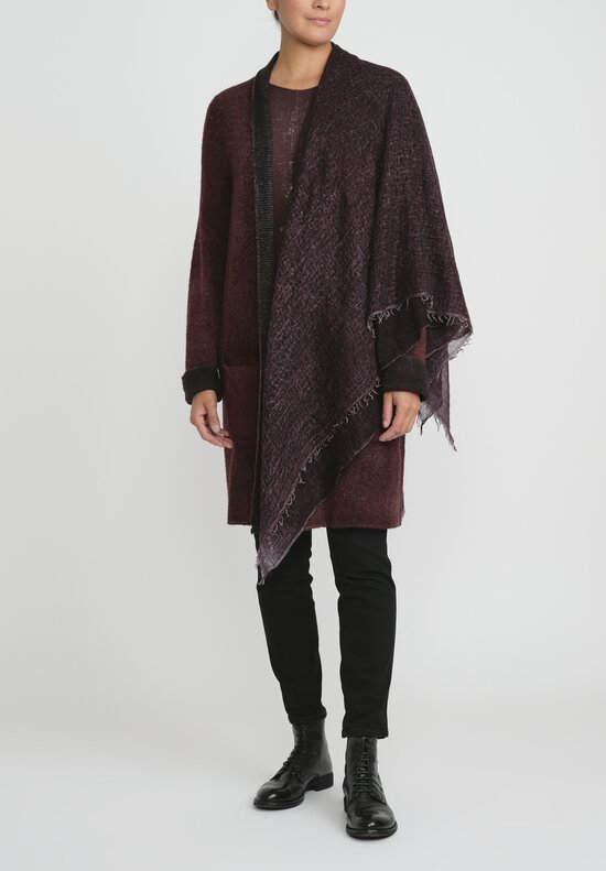 Avant Toi Hand-Painted Cashmere Stola Scarf in Nero Seppia Purple