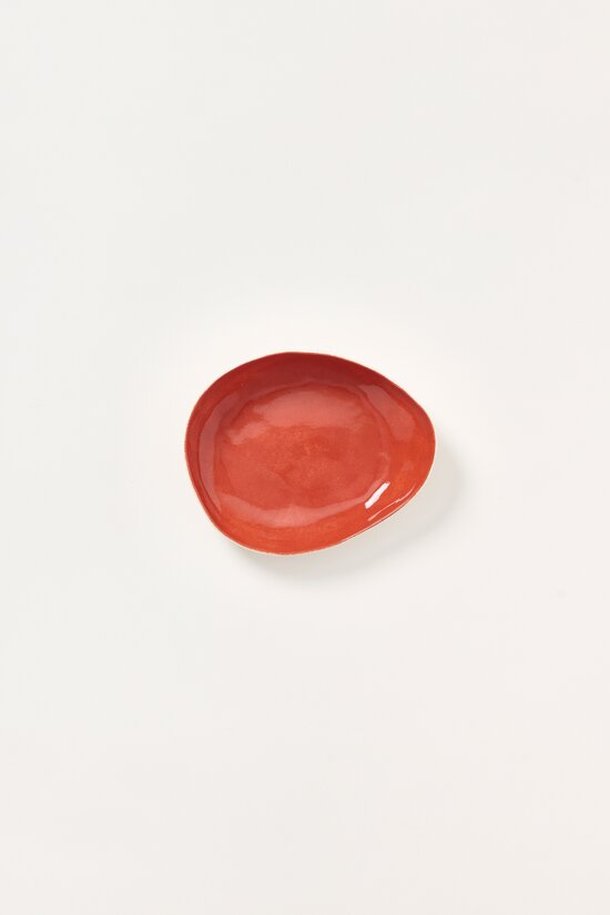 Stamperia Bertozzi Handmade Porcelain Solid Medium Pebble Bowl Coccio Red