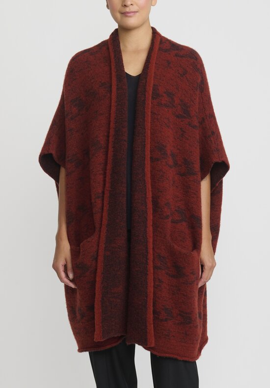 Lainey Keogh Cashmere Navajo Poncho in Russet Red & Chocolate	