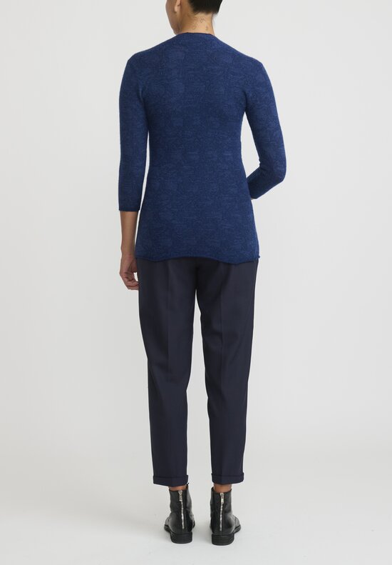 Lainey Cashmere V-Neck Sweater in Sapphire & Navy Blue	