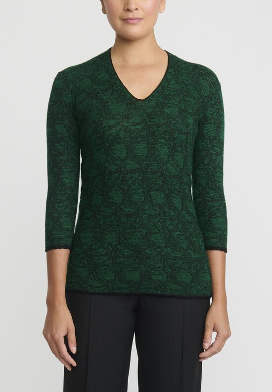 Lainey Cashmere V-Neck Sweater in Emerald Green