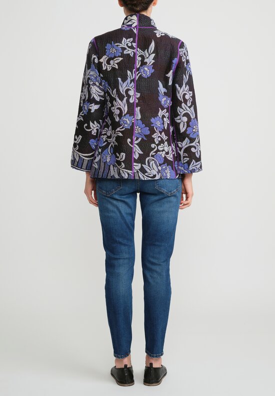 Mieko Mintz 4-Layer Vintage Cotton Short Jacket in Black, Purple & Blue	