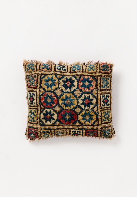 Antique Late 19th Century Kurd Rug in Cream, Blue, Orange