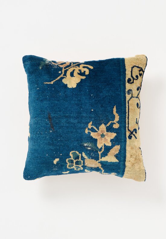 Antique Chinese Peking Pillow in Blue