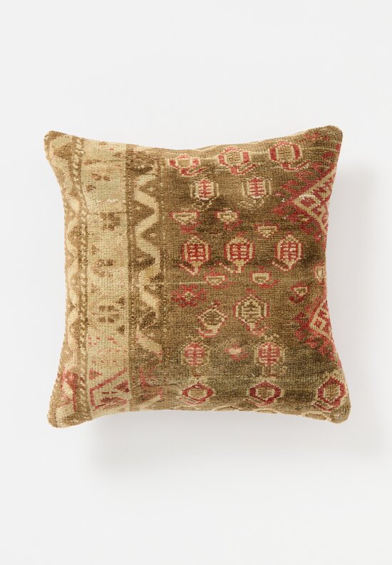 Antique Persian Malayer Pillow in Red, Brown, Cream II	