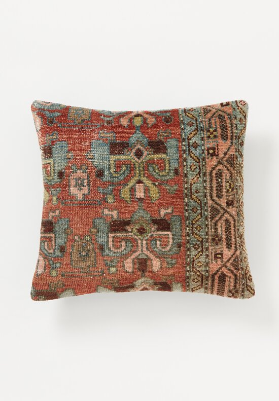 Antique Persian Malayer Pillow in Red, Blue & Green IV